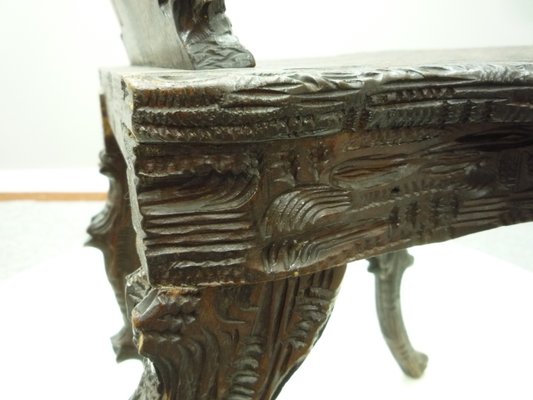 Antique and Hand Carved Oak Chair, 1900s-UG-1156333