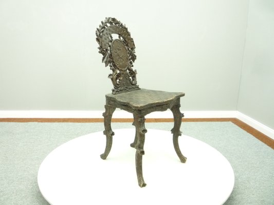 Antique and Hand Carved Oak Chair, 1900s-UG-1156333