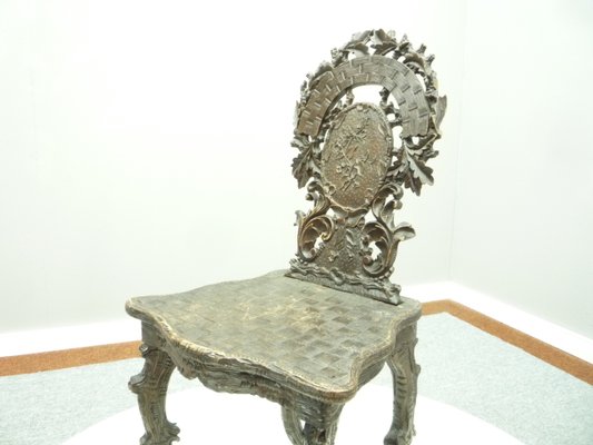 Antique and Hand Carved Oak Chair, 1900s-UG-1156333