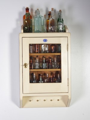 Antique Apotheque Wall Cabinet with Bottles, 1920s, Set of 55-IND-1736312