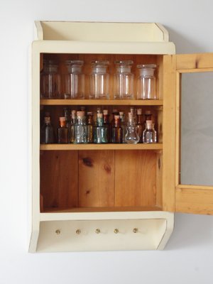 Antique Apotheque Wall Cabinet with Bottles, 1920s, Set of 55-IND-1736312