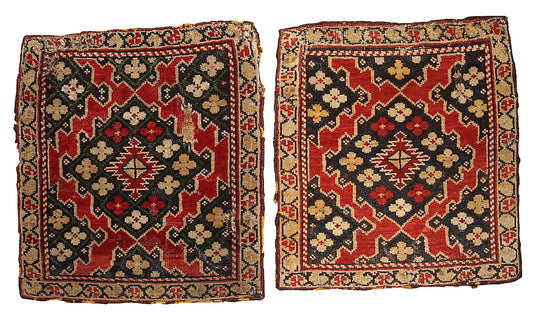 Antique Armenian Karabakh Handmade Bagface Rugs, 1880s, Set of 2