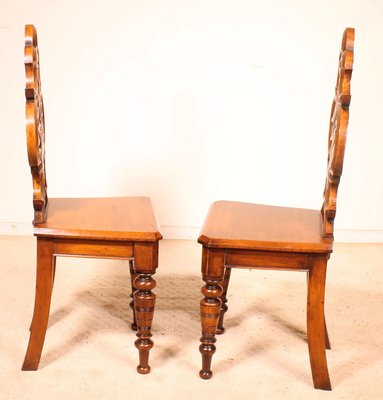 Antique Art Deco English Hall Chairs, Set of 2-HPU-732882