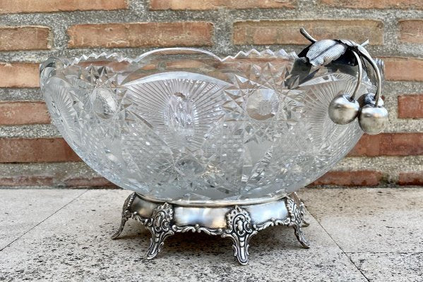 Antique Art Deco French Cut Glass Fruit Bowl-NOU-803374