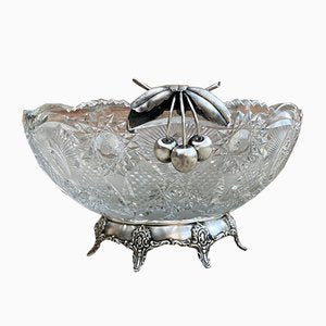 Antique Art Deco French Cut Glass Fruit Bowl-NOU-803374