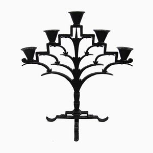 Antique Art Deco Iron Candleholder in the Style of Koloman Moser-GJF-733763