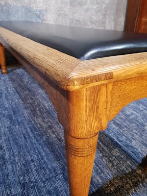 Antique Art Deco Oak Hall Bench-NQV-709581