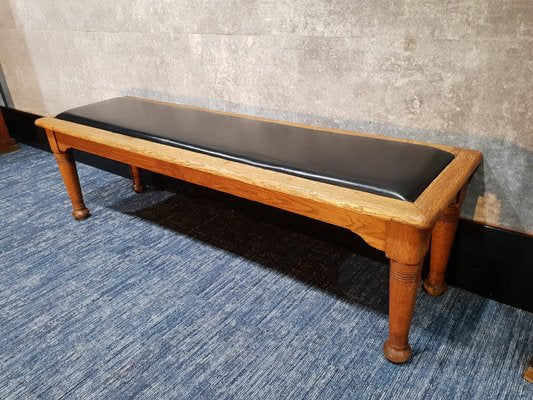 Antique Art Deco Oak Hall Bench-NQV-709581