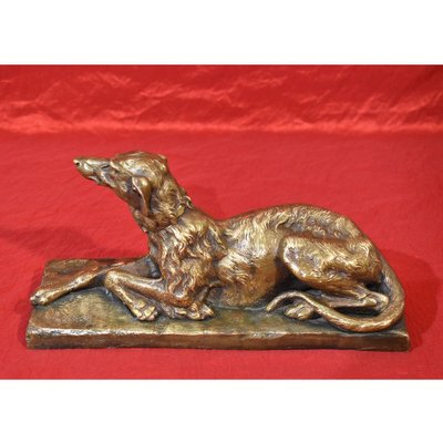 Antique Art Deco Sculpture, Little Greyhound Dog, 20th-Century, Bronze-YVI-845569