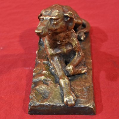 Antique Art Deco Sculpture, Little Greyhound Dog, 20th-Century, Bronze-YVI-845569