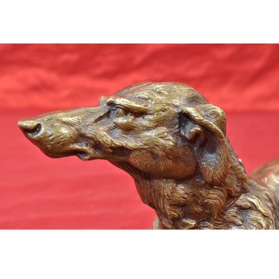 Antique Art Deco Sculpture, Little Greyhound Dog, 20th-Century, Bronze-YVI-845569