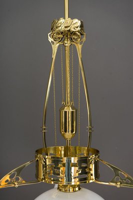 Antique Art Nouveau Adjustable Chandelier with Opal Glass, Vienna, 1910s-SPD-785776