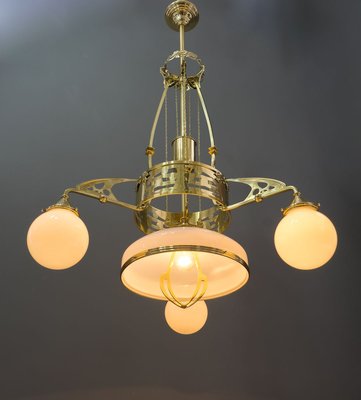 Antique Art Nouveau Adjustable Chandelier with Opal Glass, Vienna, 1910s-SPD-785776