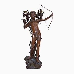 Antique Art Nouveau Amor Bronze Table Lamp-VA-731542