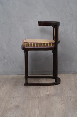 Antique Art Nouveau Austrian Beech Wood and Striped Velvet Chairs, 1910, Set of 2