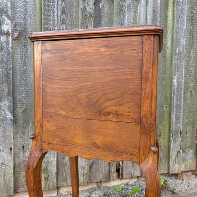 Antique Art Nouveau Bedside Table in Oak & Marble, 1900s-ALF-2033622