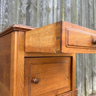 Antique Art Nouveau Bedside Table in Oak & Marble, 1900s-ALF-2033622