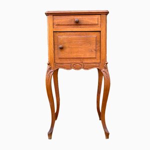 Antique Art Nouveau Bedside Table in Oak & Marble, 1900s-ALF-2033622