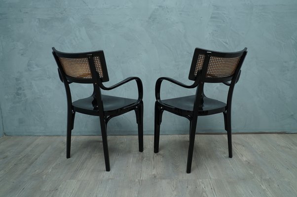 Antique Art Nouveau Black Wood and Vienna Straw Dining Chair, 1910s-UH-564643