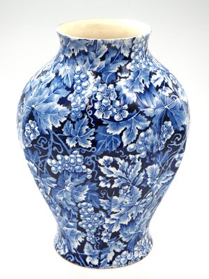 Antique Art Nouveau Blue Flintware Vase Grape for Rörstrand, Sweden, 1920s-JZC-2033259