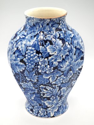 Antique Art Nouveau Blue Flintware Vase Grape for Rörstrand, Sweden, 1920s-JZC-2033259