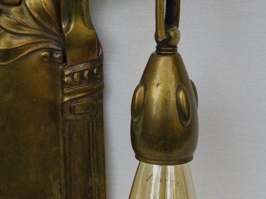 Antique Art Nouveau Brass Wall Lights, Set of 2-EY-565013