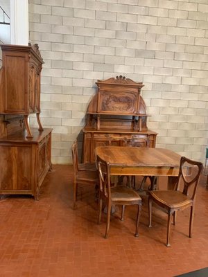 Antique Art Nouveau Cherrywood Dining Room Set from Pierre Mathieu, Set of 9-IJR-578365