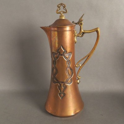 Antique Art Nouveau Copper and Brass Pot, 1900s-WK-778995