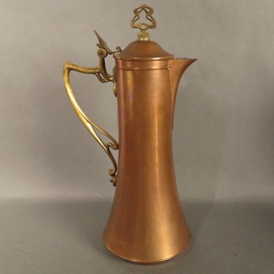 Antique Art Nouveau Copper and Brass Pot, 1900s-WK-778995