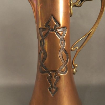 Antique Art Nouveau Copper and Brass Pot, 1900s-WK-778995