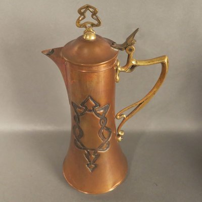 Antique Art Nouveau Copper and Brass Pot, 1900s-WK-778995