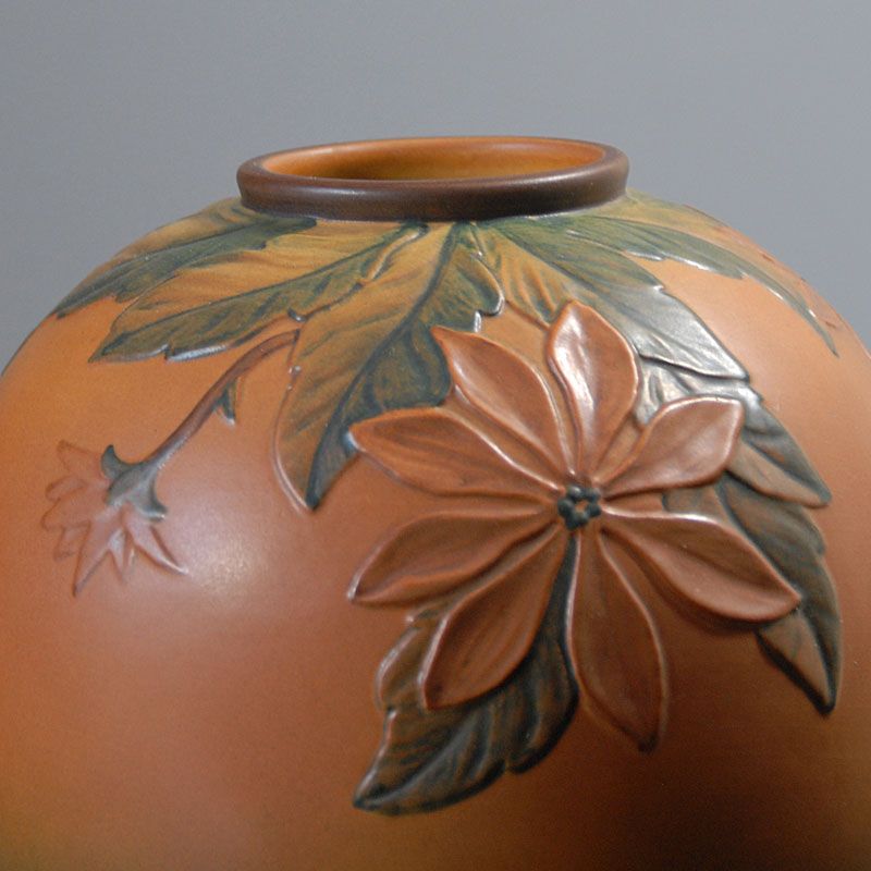 Antique Art Nouveau Danish Ceramic Floral Vase from Ipsen's