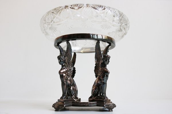 Antique Art Nouveau Egyptian Revival Centerpiece in Silver-Plated Crystal Glass from WMF, 1890s-WIP-1735245