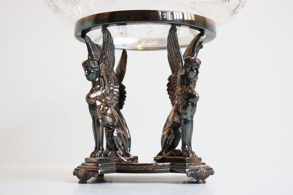 Antique Art Nouveau Egyptian Revival Centerpiece in Silver-Plated Crystal Glass from WMF, 1890s-WIP-1735245