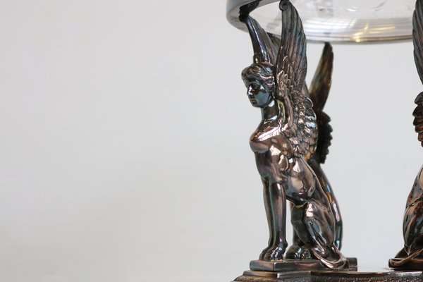 Antique Art Nouveau Egyptian Revival Centerpiece in Silver-Plated Crystal Glass from WMF, 1890s-WIP-1735245