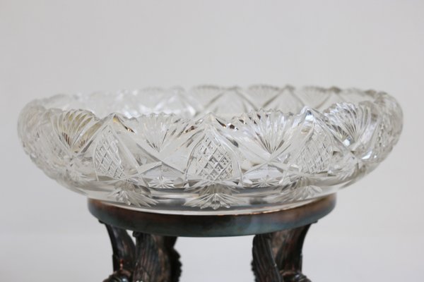 Antique Art Nouveau Egyptian Revival Centerpiece in Silver-Plated Crystal Glass from WMF, 1890s-WIP-1735245