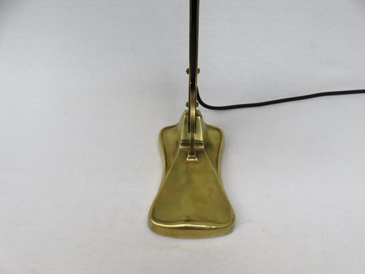 Antique Art Nouveau Enameled Brass Bankers Lamp with Dark Green Shade-EY-727772