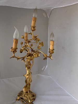 Antique Art Nouveau Golden Bronze Table Lamp-IJR-578466