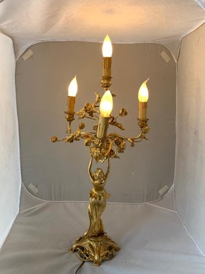 Antique Art Nouveau Golden Bronze Table Lamp-IJR-578466