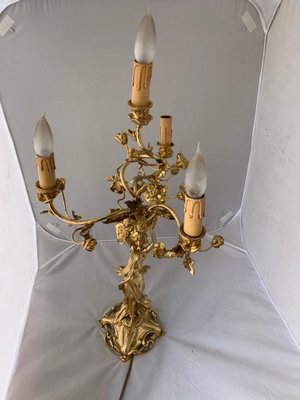 Antique Art Nouveau Golden Bronze Table Lamp-IJR-578466