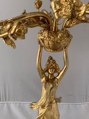 Antique Art Nouveau Golden Bronze Table Lamp-IJR-578466