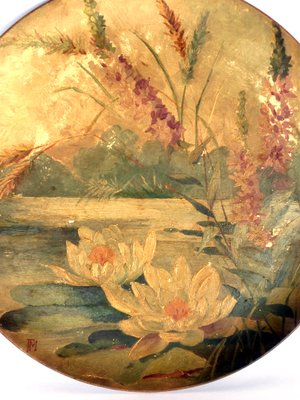 Antique Art Nouveau Italian Ceramic Water Lilies Plate from SCI Laveno, 1900s-GKB-708665