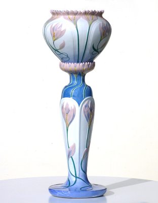 Antique Art Nouveau Italian Floral Ceramic Cache Pot with Stand by Giorgio Spertini-KGD-735006