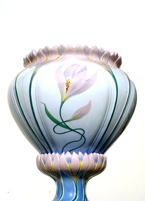 Antique Art Nouveau Italian Floral Ceramic Cache Pot with Stand by Giorgio Spertini-KGD-735006