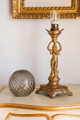 Antique Art Nouveau Liberty Table Lamp With Crystal Sphere, 1900s-QES-1330502