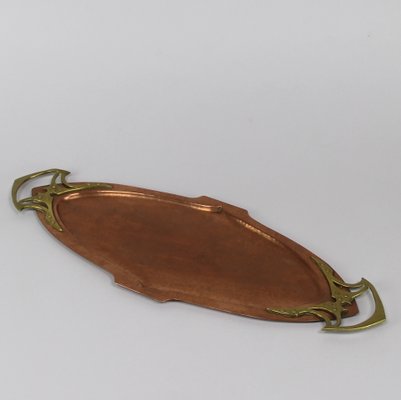 Antique Art Nouveau Martele Copper & Bronze Tray-NE-881096