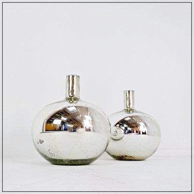 Antique Art Nouveau Mercury Glass Vases Globe, Set of 2-NYF-2019120