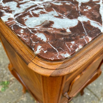 Antique Art Nouveau Nightstand in Walnut & Marble, 1900s-ALF-2033621