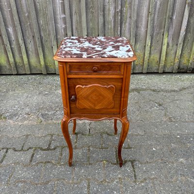 Antique Art Nouveau Nightstand in Walnut & Marble, 1900s-ALF-2033621