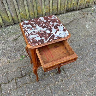 Antique Art Nouveau Nightstand in Walnut & Marble, 1900s-ALF-2033621